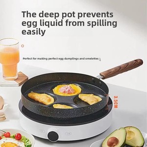 Poêle à frire multifonctionnelle antiadhésive en fer raffiné à 4 trous pour œufs, omelettes, crêpes - Compatible tous feux (y compris gaz) - Product Image 3