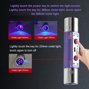 ไฟฉาย LED UV คลื่นสั้น 254nm 365nm 395nm แบบชาร์จได้ พกพาสะดวก มาตรฐาน IP44 สำหรับตรวจสอบธนบัตรและตรวจจับสารเรืองแสงในสัตว์เลี้ยง - Product Image 3