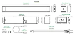 LED Under Cabinet Lighting Plug In Light Bar With Hand Waving Sensor Color Changing Linkable Under Counter Hardwired Dimmable