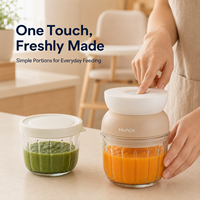 Multifunctionele elektrische babyvoedselhakselaar met 2 glazen kommen (300ml), USB oplaadbaar, voor het hakken, malen en mengen van baby puree, groenten en fruit.