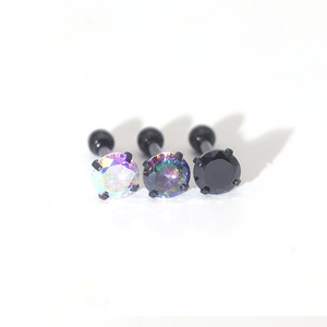 Stainless Steel Stud <b>Earrings</b> With Round Zircon Bezel Setting Ball Studs For Ear Cartilage Gift Jewelry - Product Image 3