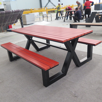 Banc de table en bois de jardin commercial extérieur personnalisé en usine ensemble extérieur rue publique Patio parc Table de pique-nique