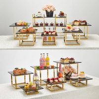 Présentoir de Buffet de Restaurant Commercial de haute qualité, présentoir de Dessert en or de mariage, présentoir de Buffet de Cupcake