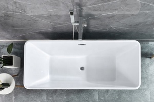 Vasca da bagno in resina pietra Freestanding a superficie solida vendita calda in acrilico nero opaco massaggio ad aria di lusso moderno battubt - Product Image 2
