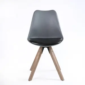 5KS24510-15优雅橡木脚黑色粘合皮革现代餐厅店咖啡椅
