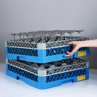 Support de rangement empilable en plastique PP pour verres à vin, panier à tasses, égouttoir à vaisselle à fond grillagé pour usage quotidien en hôtellerie et restauration