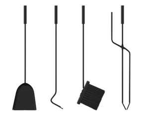 Accessoires <span class=keywords><strong>de</strong></span> cheminée en fonte moderne Ensembles <span class=keywords><strong>de</strong></span> bûches et d'outils en acier - Product Image 6