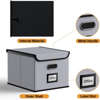 Caja Archivadora Rectangular Plegable de Tela Oxford 600D Resistente con Tapa y Organizador Deslizante de Plástico para Oficina, Hogar y Hotel