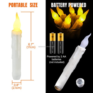 Juego de 12 Velas Flotantes con Control Remoto, Funcionan con Pilas, con Llama parpadeante sin Fuego, <span class=keywords><strong>LED</strong></span> Cónico, para Navidad y Halloween - Product Image 4