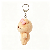 Porte-clés en peluche chat doux en coton PP, poupée animale personnalisée, mignon dessin animé, logo personnalisé, jouet unisexe, breloques décoratives pour sac à dos
