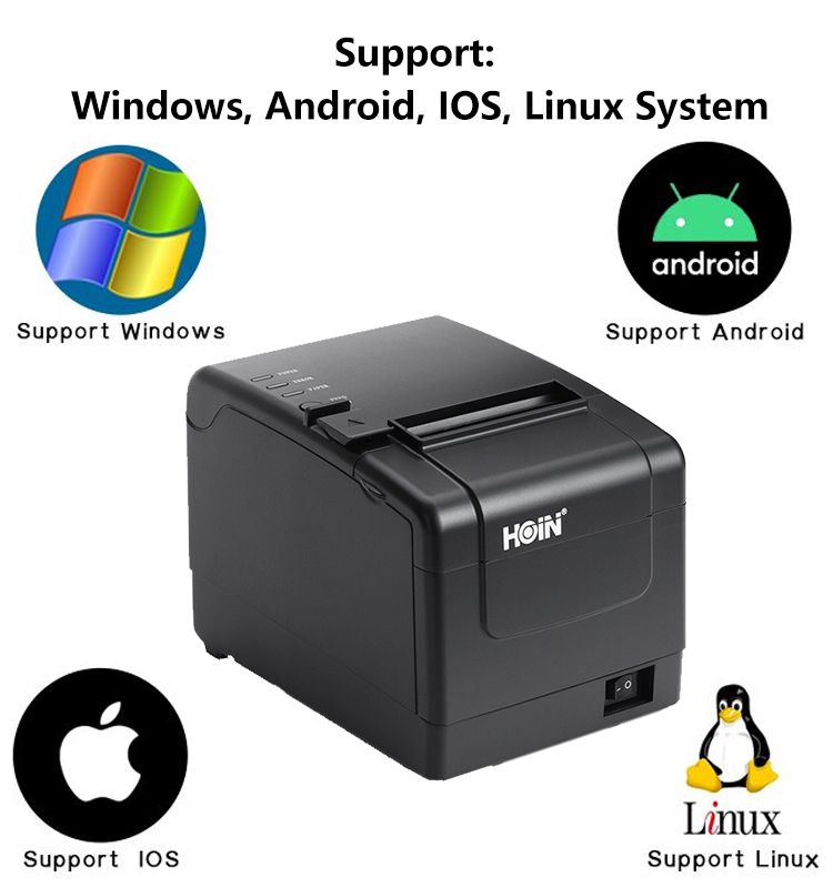 Hoin Latest Designed Thermal Receipt Printer 80mm Black and White with High Performance HOP-H806