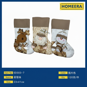 All'ingrosso scatola di 120 pezzi di poliestere calze di natale 23x47cm colori assortiti calzini personalizzati peluche pelliccia stampa stile invernale - Product Image 1