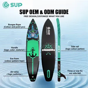 ESUP papan dayung tiup olahraga air, papan paddle portabel 11 kaki 6 inci papan Sap bercahaya kustom