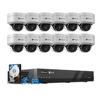 Sistem Kamera Keamanan CCTV NVR 16CH 8MP dengan HDD 4TB dan 16x Kamera IP Dome Anti-Vandal untuk Luar Ruangan, Deteksi AI untuk Toko Retail