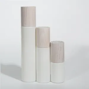 Botella de cristal de bambú blanca, frasco de crema, juego de botellas de loción de 100ml, 120ml, 150ml, 10g, 20g, 30g, 50g