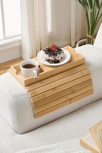 Plateau de <span class=keywords><strong>canapé</strong></span>, porte-gobelet en bambou pour <span class=keywords><strong>canapé</strong></span> avec rangement caché, plateau d'accoudoir de <span class=keywords><strong>canapé</strong></span> <span class=keywords><strong>portable</strong></span> anti-déversement pour boissons, collations et télécommande - Product Image 5