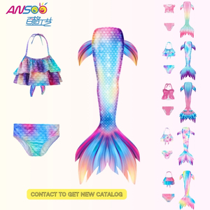 Oferta Especial Regalo de Cumpleaños para Niñas de 2 a 12 Años Traje de Baño de 3 Piezas con Cola de Sirena para Niñas Pequeñas - Product Image 1