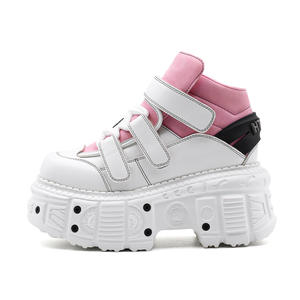 Ragazza occupata WZHW03 rosa e bianco stivali con plateau pesante per le donne con Strap Design tonde con plateau <span class=keywords><strong>scarpe</strong></span> con tacco rotondo per le signore - Product Image 6