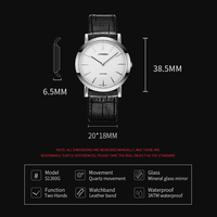 Reloj de Pulsera SINOBI Personalizado OEM Ultrafino de Acero Inoxidable con Correa de Cuero, Reloj de Cuarzo Minimalista con Cristal de Zafiro, Reloj de Pulsera Delgado para Hombre, Venta al por Mayor