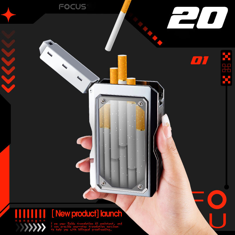 cool cigarette box Transparent Cool Cigarette Case with Rechargeable Lighter