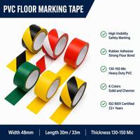 Cinta de señalización de suelos de PVC 48mm 30m 33m 130mic 150mic con adhesivo de caucho, tira de seguridad de zona de color, diseño Chevron sólido para gimnasios, almacenes y fábricas