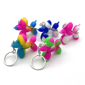 New Arrive Fashion Bag Accessories Women Pendant 3D Key Chain Cute Cartoon Mini Silicone Rainbow Balloon Dog Keychain For Gift