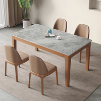 Table à manger en ardoise, style nordique minimaliste, pour petits appartements, rectangulaire, usage domestique, 4 places, chaises de salle à manger démontables