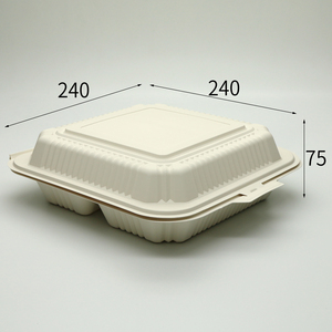 Barquette alimentaire compostable en amidon de maïs PP biodégradable à 3 compartiments, écologique, <span class=keywords><strong>jetable</strong></span>, rectangulaire, 50 oz - Product Image 5