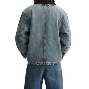 Chaqueta Corta de Algodón 100% de Alta Calidad Personalizada para Hombre, con Múltiples Bolsillos con Cremallera, Lavado Desgastado, Estilo Vintage, Chaquetas Vaqueras para Hombre - Product Image 4