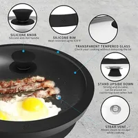 Couvercle en verre trempé ventilé de 26 cm pour casseroles et poêles, résistant à la chaleur, anti-éclaboussures pour micro-ondes, écologique, fabriqué en Chine continentale