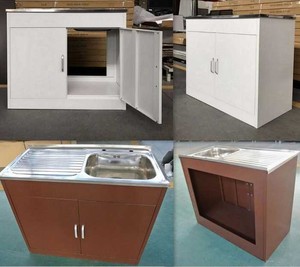 Meuble de cuisine moderne à structure démontable en bois et acier, meuble sous évier en métal avec rangement à prix abordable - Product Image 3