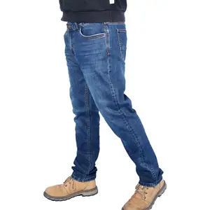 Calça jeans masculina de moda reta azul meados de venda calças jeans masculinas calças jeans para homens