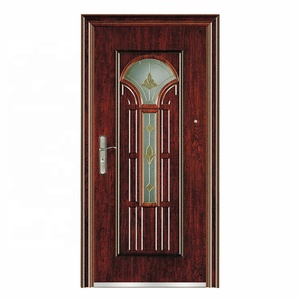 <span class=keywords><strong>Porte</strong></span> <span class=keywords><strong>d</strong></span>'<span class=keywords><strong>entrée</strong></span> en acier <span class=keywords><strong>de</strong></span> <span class=keywords><strong>sécurité</strong></span> moderne personnalisée, aspect bois PVC, avec verre, surface finie imperméable et anti-UV, pour usage hôtelier - Product Image 2