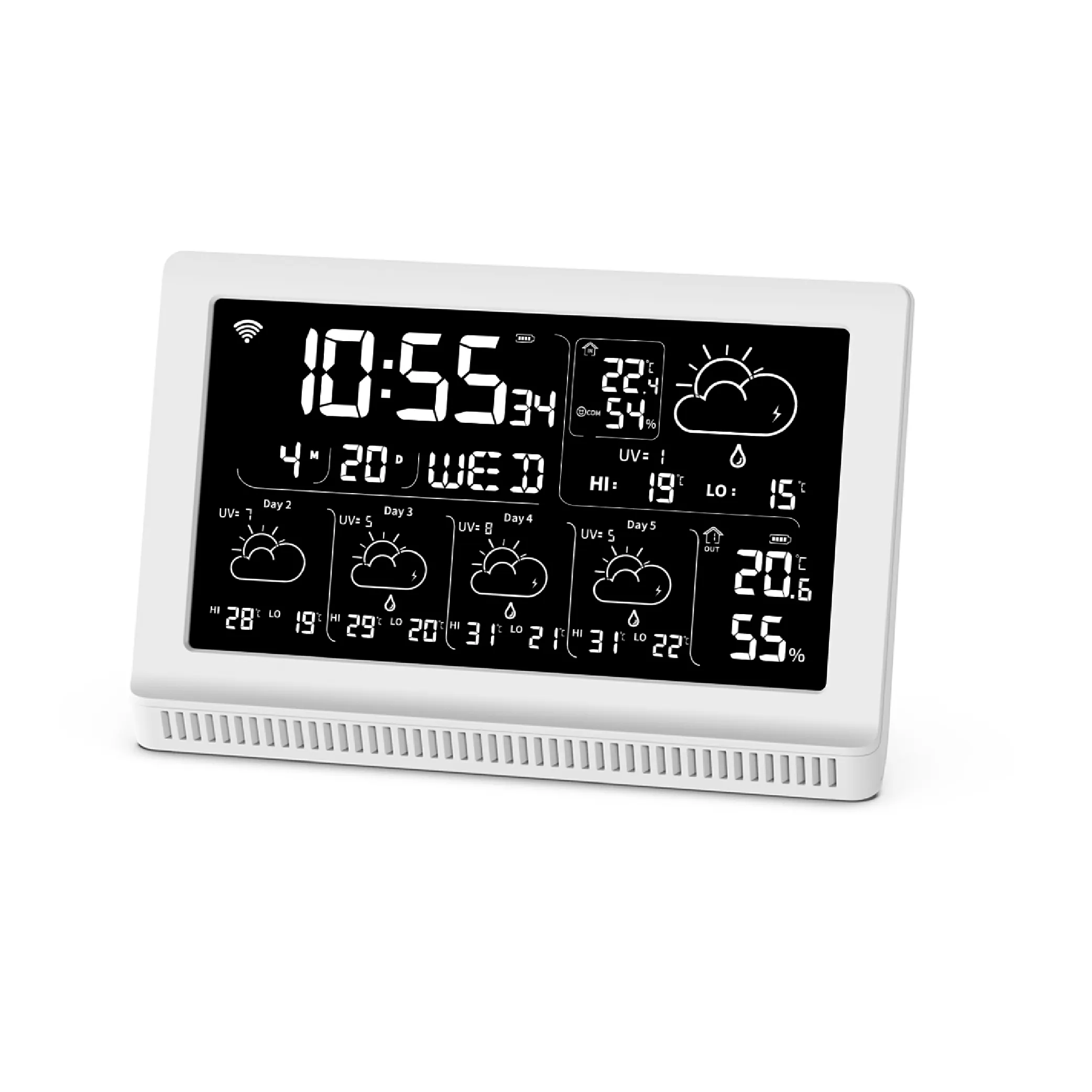 Offre Spéciale en ligne Station météo sans fil horloge avec cinq jours prévisions météo Wifi connecter Tuya App thermomètre numérique classique