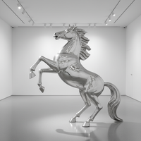 Escultura de Caballo de Tamaño Real en Acero Inoxidable, Tallada y Grabada en 3D, Moderna y Personalizada, para Publicidad Exterior y Decoración de Centros Comerciales