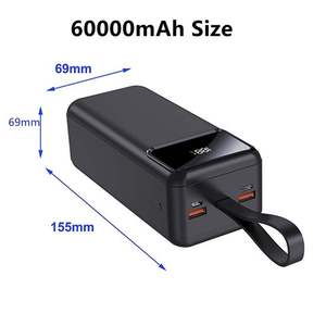 60000mAh Ultra Slim Large-Capacity Portable Power Bank Double USB Hanging Strap Quick Charging <b>LED</b> <b>Light</b> Display PD 22.5W C-Type - Product Image 6