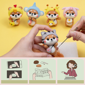 Kit de Démarrage pour Enfants : Adorable Poupée en Feutre de Laine DIY, Artisanat 3D, Animaux Tricotés Faits Main, Feutrage à l'Aiguille - Product Image 6