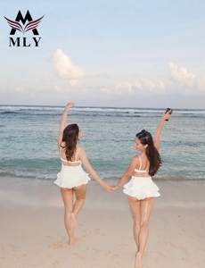 ملابس سباحة نسائية من MLY، تنورة شبكية، بيكيني بحمالة رقبة، طقم بيكيني من ثلاث قطع، بدلة استحمام - Product Image 5