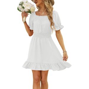 Womens Summer Boho Sleeveless Smocked Tiered Ruffle Maxi <b>Dress</b> <b>Elastic</b> Waist Loose Fit Holiday Celebration Breathable Woven - Product Image 3