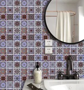 10 x10 Inch Bohemian Mediterranean Style Mosaic Sticker Self Adhesive Kitchen Backsplash Decor Waterproof Tiles