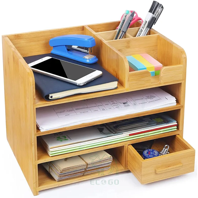 3-Tier Bamboo Desktop Organizer mit Schubladen in Letter-Größe für Home oder Office Desk Organizer Office