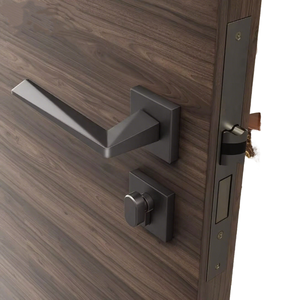 DoorShine กุญแจล็อคประตูสีดำทันสมัย ด้ามจับอะลูมิเนียมเงียบ ติดตั้งง่าย วัสดุอัลลอยด์ทนทาน รับประกัน 5 ปี เหมาะสำหรับอพาร์ทเม้นท์ - Product Image 1