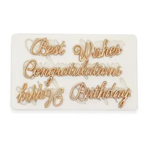 S65 Feliz cumpleaños placa bendición mejores deseos felicitaciones molde de silicona fondant herramientas pastel molde para hornear herramienta de cocina