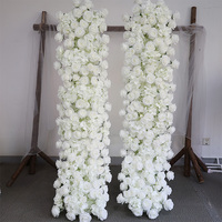 Vente en gros de rangées de fleurs artificielles blanches de haute qualité pour la décoration de mariage, support de table, panneau décoratif pour événements et fêtes, 200 cm