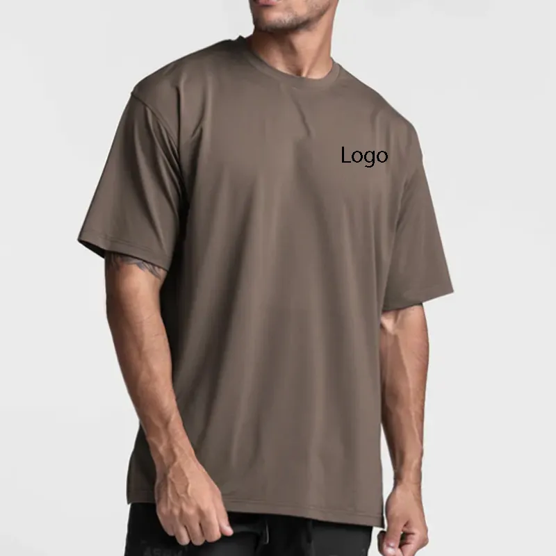 Custom Printing Logo lightweight Material Side Splits Design Sport Wear basic t-shirt for men