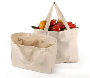Eco-friendly protection cotton canvas tote bag can be customized supermarket shopping separator shopping bag