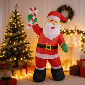 Santa Claus Inflable de 8 Pies con Bastón de Caramelo para Decoración Navideña de Jardín - Product Image 3