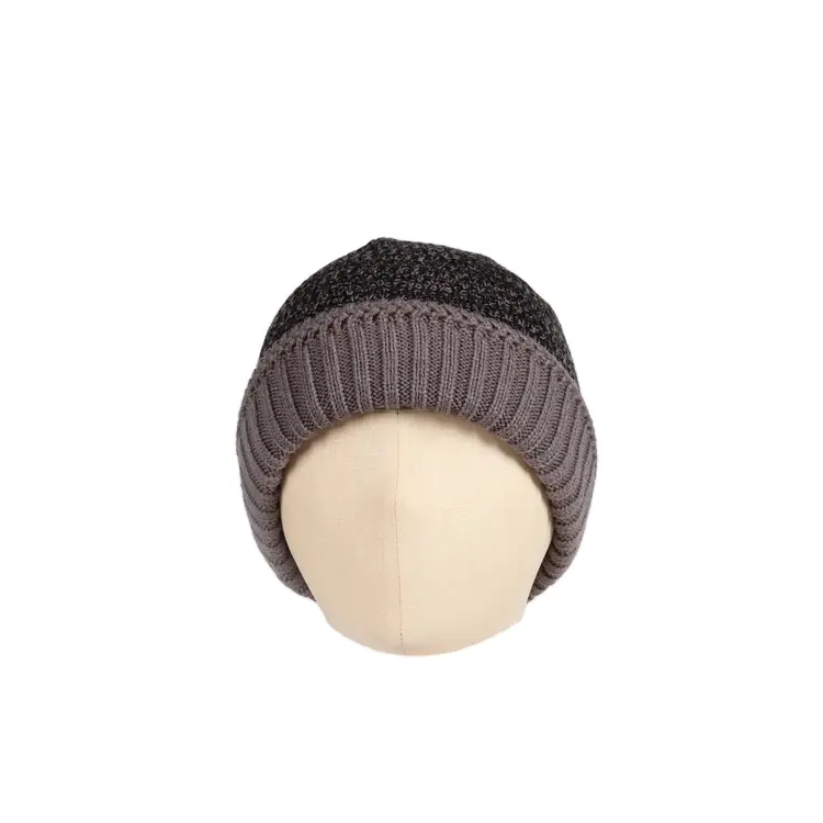 Two-tone Fashion Winter Beanie Hats Custom Embroidery Logo Outdoor Warm Winter Hat Cap For Men