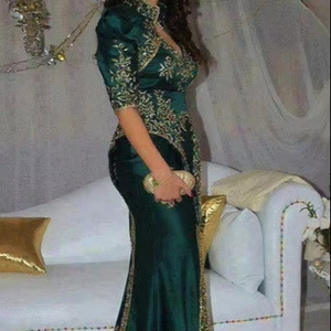 ATIYA LIBAS elegante verde real longitud del piso Lehenga Choli con rastro y bordado Zardozi pesado para boda-Material de acetato - Product Image 5