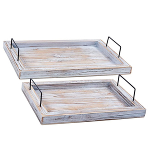 Venta al por mayor bandeja de madera rústica para servir para el desayuno, té, decoración del hogar y bandeja de madera para servir comida para uso doméstico - Product Image 4